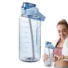 2L Large Water Bottle Time Marker Motivational Gym Sport Bottle w Straw BPA free