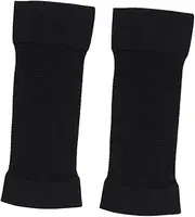 Ipetboom 2Pairs Skin Color Slimming Arm Sleeves Compression Shaper for Workout and Calf Support Elastic Scar Covering Sleeve Protector Black