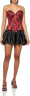 [Daisy corsets] womens Top Drawer 2 Pc Red Lace Steel Boned Corset & Satin Skirt Set