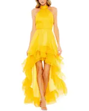 Mac Duggal Ruffle Tiered Pleated A-Line Dress