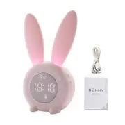 Biplut 1 Set Kids Alarm Clock with Dimmable Lighting Cute Rabbit Design Rechargeable Wake Up Alarm Clock fo