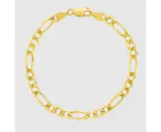 18K Gold Plated Mens Figaro Chain Bracelet 5mm Link Classic Luxury Jewelry - 8"