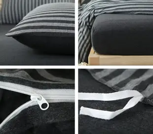 #S.S 可訂製無印良品風格天竺棉純棉材質雙人床包單人床包組 黑底灰條紋 棉被床罩寢具 ikea hola muji