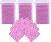 600PCS Lint Free Nail Wipes Removal Tool, Non-Woven Fabric Lash Glue Cleaner Pads for Eyelash Extension Supplies and Nail Polish Removers Pink