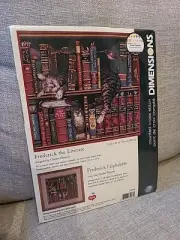 Dimensions Counted Cross Stitch Kit 35048 Frederick the Literate Cat- Books NIP