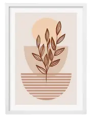 [Profile Australia] Australian Made Boho Plant Lines 2 Art Print A2 in White Frame