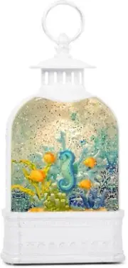 Sparkly 11 Inch Seahorse Snow Globe Light-Up Decoration – Perfect Gift
