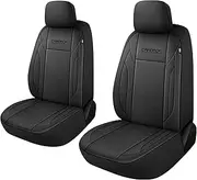 CAROMOP Premium PU Leather Car Seat Covers 2 Front Set,Waterproof Stain-Resistant Seat Covers for Cars, Universal Car Interior Covers Seat Protectors for Sedans SUVs Pick-up Trucks(Black)