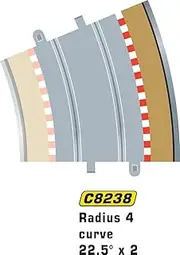 [Scalextric] Radius 4 Curve Outer Borders & Barriers, 22.5 Degree (Pack of 4)