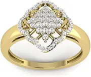 [PRISHA JEWELS] Elegant 925 Silver Ring with 14K Yellow Gold Plating and Sparkling Zircon Gemstone