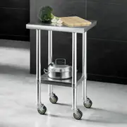 Cefito Stainless Steel Kitchen Benches Work Bench Wheels 61X46CM 430