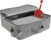 Portable Cat Litter Box with Zipped Lid Foldable Travel Litter Box with Litter Scoop Leakproof Kitten Litter Box Cat Litter Box for Travel Hotel Road Trip Camping (Rectangle)