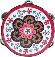 National Style Tambourine for Kids, Teenager Held Percussion Tamborine Portable for Travel Camping, Song Recording Metal Jingles Hand Drum(HH)