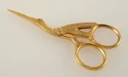 Stork Scissors Straight Blades Sharp Points Gold Plated Finish Embroidery Tools