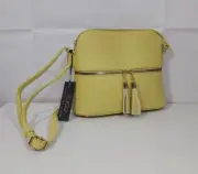 SUGU Peta Approved VEGAN Yellow Crossbody Bag Pebbled with Tassels AM3031