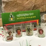 Elf Movie SHOT GLASS SET OF 4 Will Ferrell ELF Glasses NEW In Box BUDDY THE ELF
