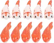 Mipcase 10pcs Aquarium Ceramic Fish, Mini Koi Fish Figurines Fish Tank Artificial Goldfish Underwater Porcelain Fish Figurines Fish Bowl Fish Tank Decoration