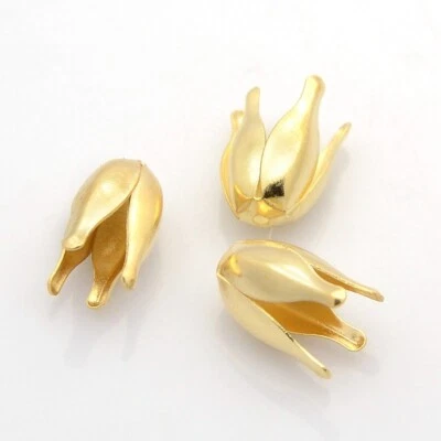 Jewelry Making Findings-4-Petal Iron Flower Bead Caps, Golden 30ct