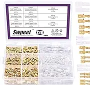 Swpeet 720Pcs Gold 2.8/4.8/6.3mm Male and Female Spade Quick Connectors Wire Crimp Terminal Block with Insulating Sleeve Assortment Kit Perfect for Electrical Wiring Car Audio Speaker