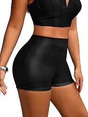 [Gaiibbt] Faux Leather Shorts for Women High Waist Stretch Skinny Mini Shorts Sexy Hot Pants