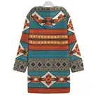 Southwestern Aztec Cotton Cozy Hooded Jacket Festival Cloak Coat Unisx Turquoise