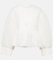 [Noir Kei Ninomiya] Noir Kei Ninomiya Ruffled cupro-blend blouse AU 10 white