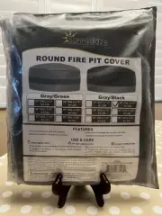 Sunnydaze Decor 48" x 18" Black Durable Weather-Resistant Round Fire Pit Cover