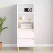 Wooden Highboard Sideboard Cabinet Storage With 3 Open Shelves 2 Drawers White