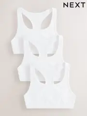 White Racer Back Crop Tops 3 Pack (5-16yrs) (AB6309) | $18 - $24