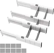 Drawer Organiser System Drawer Divider Adjustable Drawer Divider Drawer Separation System Kitchen Drawer Divider Organiser with 9 Inserts for Kitchen Bathroom Bedroom Chest of Drawers 27-44 cm 4
