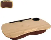 Lap Desk-Portable Laptop Table with Cushion Bamboo Platform Phone Holder L(21.6"