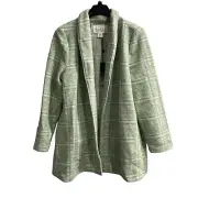 NIcole Miller Shirt Jacket Womens XL Green Plaid Wool Blend Shacket Outdoor