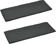 Argon Tableware Rectangle Slate Dinner Plate - 29 x 12cm - Pack of 2 - Natural Slate Rustic Raw Cut Serving Dish Cheese Board Savoury Mat with Soft Padded Feet