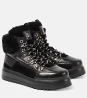 [Bogner] Bogner Shearling-trimmed leather boots AU 10 black