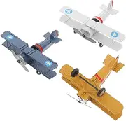 3pcs Airplane Model Ornament Toy Airplanes Airplane Party Decorations Mini Airplane Model Mini Aircraft Model Vintage Metal Plane Model Plane Decor Model Airplane Office Decor Iron FELTECHELECTR