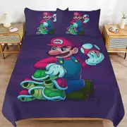 a1602 Super Mario Duvet Cover Set, 3 Piece Bedding Set 86x70" Double Sided Printing Decorative Comforter Cover Set (1 Duvet Cover + 2 Pillow Shams)" j