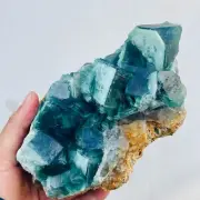 1610g Natural Dark Green Cube Fluorite Crystal Cluster Rough Mineral Specimen