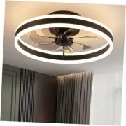 15.8" Low Profile LED Ceiling Fans with Light, Reversible Flush Mount with