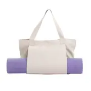 Yoga Pilates Mat Storage Bag Shoulder Handbag with Yoga Mat Carrier Pocket Gym Bag Beige