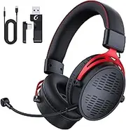 Gonbouyoku Wireless Gaming Headset, 2.4GHz Gaming Headset for PC, PS5, PS4, Switch, 60H Long Lasting Battery, Detachable Noise Cancelling Microphone, BlackReda