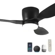 40in Smart Ceiling Fan with Lights,Black Ceiling Fan Reversible Quiet DC Moto...