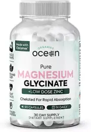 Pure Magnesium Glycinate with Zinc - Maximum Strength Chelated Magnesium Supplem