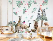 Australian Animals Kangaroo Koala Leaves Removable Wall Decal Peel and Stick