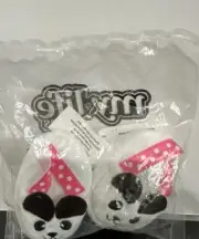 My Life As Black & White Fuzzy Panda Slippers with Pink Straps for 18" Dolls