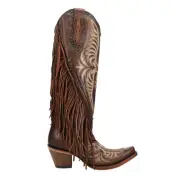 Corral Boots Eagle Embroidered Studded Fringe Tall Snip Toe Cowboy Womens Size