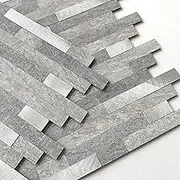 MOFIT 3D Stone Brick Backsplash Tile for Kitchen Peel and Stick Self-Adhesive Wall Tile,Marble Linear Mosaic Tiles Stickers Bathroom Wall Panels Fireplace Vanity (Gray,5sheets)