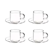 Coffee Culture Odin 90ml Borosilicate Glass Cups and Saucers - Set 4