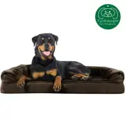 Orthopedic Ultra Plush Sofa Style Couch Pet Bed for Dogs Cats Espresso Jumbo