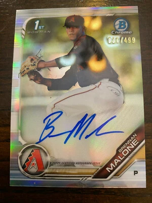 2019 Bowman Draft Brennan Malone Refractor Auto /499 Diamondbacks Draft Pick