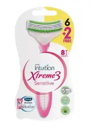 Schick Intuition Xtreme3 Women Sensitive Disposable Razors, 8 ct
